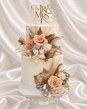 Load image into Gallery viewer, Champagne gold & blush Floral Cake topper - wedding, engagement, birthday
