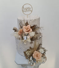 Load image into Gallery viewer, Champagne gold & blush Floral Cake topper - wedding, engagement, birthday