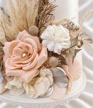 Load image into Gallery viewer, Champagne gold & blush Floral Cake topper - wedding, engagement, birthday