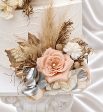 Load image into Gallery viewer, Champagne gold & blush Floral Cake topper - wedding, engagement, birthday