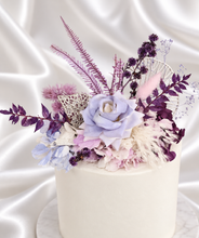 Load image into Gallery viewer, Violet purple preserved flowers cake topper - graduation, birthday