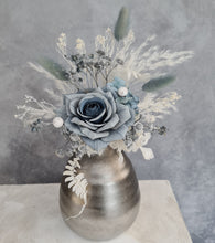 Load image into Gallery viewer, Blue & silver Floral Cake topper - Wedding, Engagement, Birthday