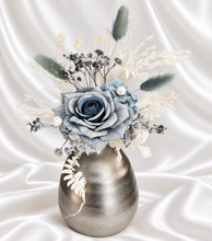 Load image into Gallery viewer, Blue & silver Floral Cake topper - Wedding, Engagement, Birthday