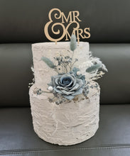 Load image into Gallery viewer, Blue & silver Floral Cake topper - Wedding, Engagement, Birthday