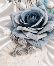 Load image into Gallery viewer, Blue & silver Floral Cake topper - Wedding, Engagement, Birthday