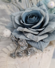 Load image into Gallery viewer, Blue & silver Floral Cake topper - Wedding, Engagement, Birthday