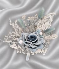 Load image into Gallery viewer, Blue & silver Floral Cake topper - Wedding, Engagement, Birthday