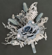Load image into Gallery viewer, Blue & silver Floral Cake topper - Wedding, Engagement, Birthday