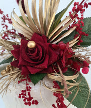 Load image into Gallery viewer, Burgundy, gold & glitter floral cake topper - Wedding, engagement