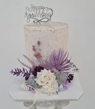 Load image into Gallery viewer, Violet, purple, white Floral Cake Topper - Birthday, Anniversary, Graduation
