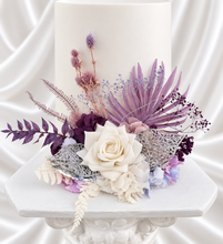 Load image into Gallery viewer, Violet, purple, white Floral Cake Topper - Birthday, Anniversary, Graduation