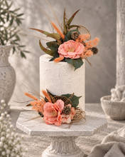 Load image into Gallery viewer, Peach & Green Floral Cake Topper - Wedding, Engagement