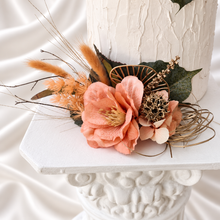 Load image into Gallery viewer, Peach & Green Floral Cake Topper - Wedding, Engagement