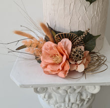Load image into Gallery viewer, Peach & Green Floral Cake Topper - Wedding, Engagement