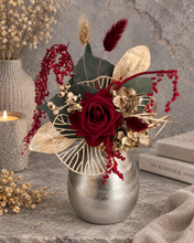 Load image into Gallery viewer, Champagne gold & burgundy floral cake topper - Wedding, engagement, Anniversary