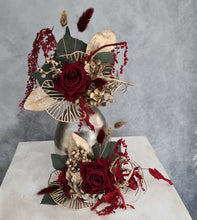 Load image into Gallery viewer, Champagne gold & burgundy floral cake topper - Wedding, engagement, Anniversary