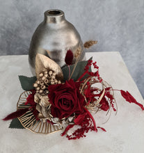 Load image into Gallery viewer, Champagne gold & burgundy floral cake topper - Wedding, engagement, Anniversary