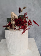 Load image into Gallery viewer, Champagne gold & burgundy floral cake topper - Wedding, engagement, Anniversary