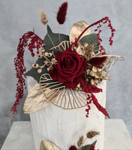 Load image into Gallery viewer, Champagne gold & burgundy floral cake topper - Wedding, engagement, Anniversary