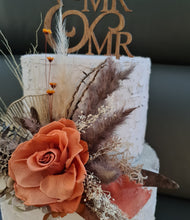 Load image into Gallery viewer, Rustic preserved rose cake topper – birthday, anniversary, engagement, wedding