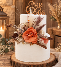 Load image into Gallery viewer, Rustic preserved rose cake topper – birthday, anniversary, engagement, wedding