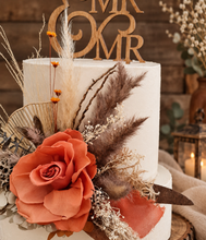 Load image into Gallery viewer, Rustic preserved rose cake topper – birthday, anniversary, engagement, wedding