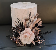Load image into Gallery viewer, Black, pink, rose gold preserved rose cake topper – birthday, anniversary, graduation cake