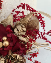Load image into Gallery viewer, Burgundy, champagne gold Everlasting flowers cake topper – birthday, graduation, wedding, engagement, anniversary