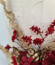 Load image into Gallery viewer, Burgundy, champagne gold Everlasting flowers cake topper – birthday, graduation, wedding, engagement, anniversary