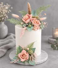 Load image into Gallery viewer, Sage & blush floral cake topper x 2 - wedding, engagement, birthday