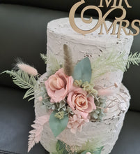 Load image into Gallery viewer, Sage & blush floral cake topper x 2 - wedding, engagement, birthday