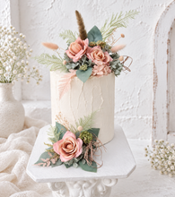 Load image into Gallery viewer, Sage & blush floral cake topper x 2 - wedding, engagement, birthday