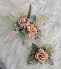 Load image into Gallery viewer, Sage & blush floral cake topper x 2 - wedding, engagement, birthday