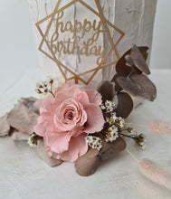 Load image into Gallery viewer, Happy Birthday Dusty pink preserved rose cake topper floral arrangement