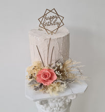 Load image into Gallery viewer, Peach & nude preserved rose cake flowers - topper - arrangement - anniversary, engagement, birthday