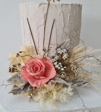 Load image into Gallery viewer, Peach & nude preserved rose cake flowers - topper - arrangement - anniversary, engagement, birthday