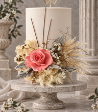 Load image into Gallery viewer, Peach & nude preserved rose cake flowers - topper - arrangement - anniversary, engagement, birthday