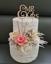 Load image into Gallery viewer, Peach & nude preserved rose cake flowers - topper - arrangement - anniversary, engagement, birthday