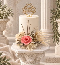 Load image into Gallery viewer, Peach & nude preserved rose cake flowers - topper - arrangement - anniversary, engagement, birthday
