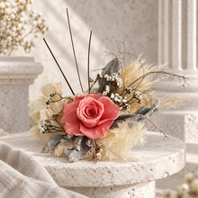 Load image into Gallery viewer, Peach & nude preserved rose cake flowers - topper - arrangement - anniversary, engagement, birthday
