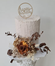 Load image into Gallery viewer, Rustic preserved brown/orange gradient rose cake flowers - topper - arrangement - wedding, engagement, birthday, graduation