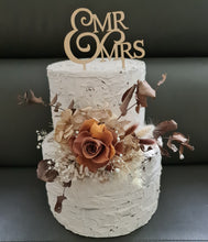 Load image into Gallery viewer, Rustic preserved brown/orange gradient rose cake flowers - topper - arrangement - wedding, engagement, birthday, graduation