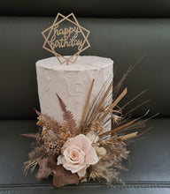 Load image into Gallery viewer, Nude preserved rose floral cake topper arrangement - Baby shower, graduation, wedding