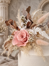 Load image into Gallery viewer, Dusty pink preserved rose floral arrangement, cake topper, cake decoration - wedding, engagement, birthday