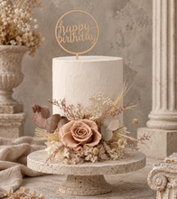 Load image into Gallery viewer, Creamy preserved rose boho neutral flower arrangement cake topper cake decoration - Wedding, engagement, birthday, baby shower