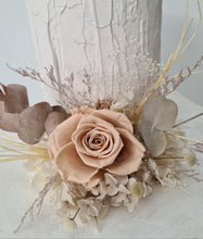 Load image into Gallery viewer, Creamy preserved rose boho neutral flower arrangement cake topper cake decoration - Wedding, engagement, birthday, baby shower