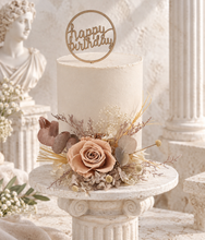 Load image into Gallery viewer, Creamy preserved rose boho neutral flower arrangement cake topper cake decoration - Wedding, engagement, birthday, baby shower