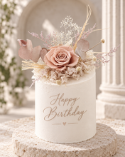 Load image into Gallery viewer, Creamy preserved rose boho neutral flower arrangement cake topper cake decoration - Wedding, engagement, birthday, baby shower