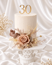 Load image into Gallery viewer, Creamy preserved rose boho neutral flower arrangement cake topper cake decoration - Wedding, engagement, birthday, baby shower