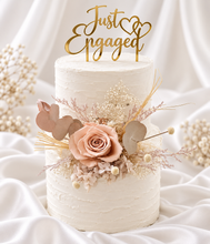 Load image into Gallery viewer, Creamy preserved rose boho neutral flower arrangement cake topper cake decoration - Wedding, engagement, birthday, baby shower